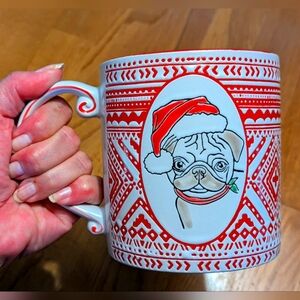 Christmas Pug Dog Sweater Mug  Collectable Pugly Sweater Santa Hat Cup